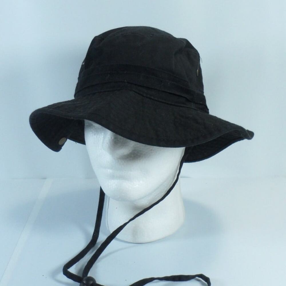 Ethos Black Boonie Military Snap Brim Fishing Hiking Sun Bucket Cap Hat OSFM